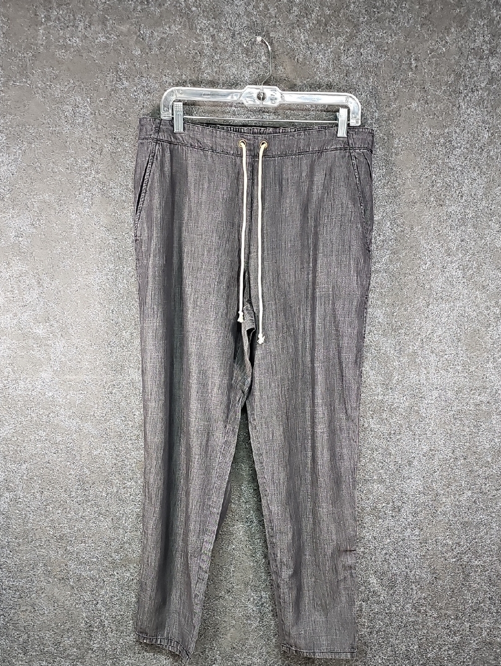 Eileen Fisher Drawstring Slouchy Ankle Pant, Black Tencel, Medium, New